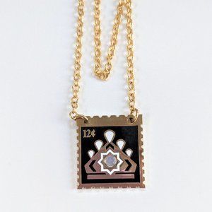 Juler's Row Gold Vermeil Over SS Stamp Necklace